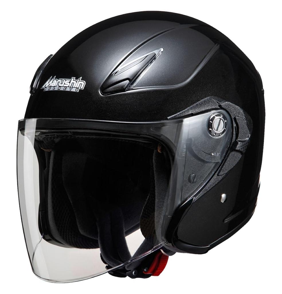 MARUSHIN Motorcycle Helmet with Inner Visor Jet Black Metallic Free Size (Smoke) M-430 (57-60cm)