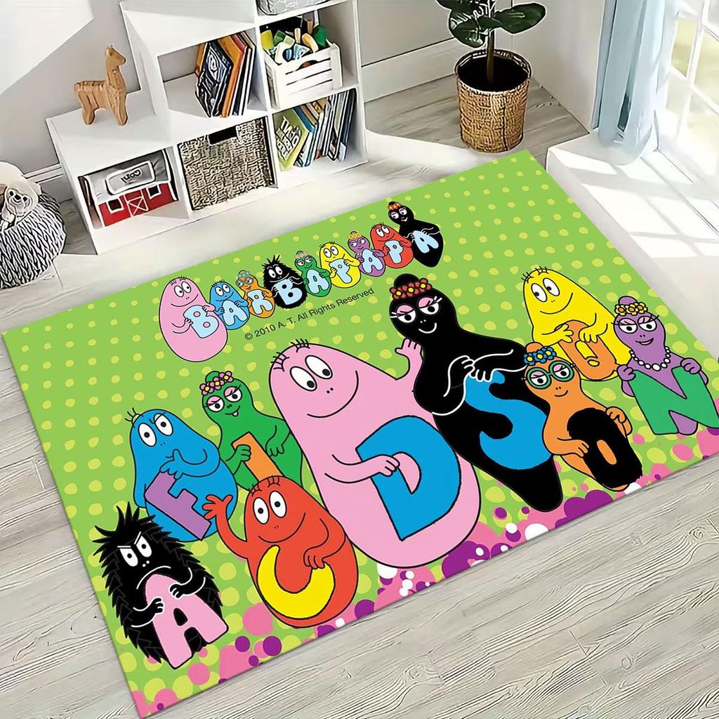 Cartoon Les Barbapapa Barbamama Family Rug for Bedroom Living Room Sofa Home Doormat Decor, Large Kids Play Non-slip Floor Mat