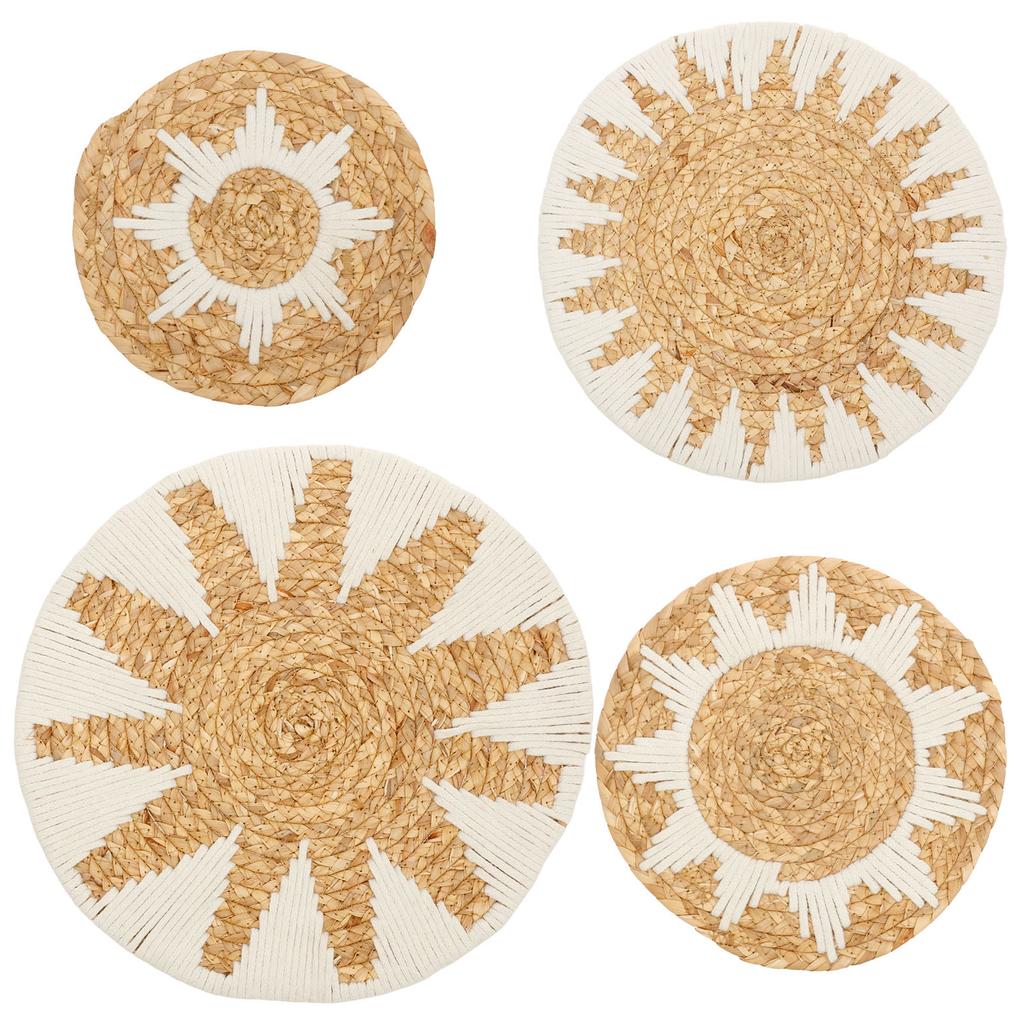 7Pcs Round Bohemian Woven Wall Basket Decor Handmade Woven Wall Decor for Home Hanging Bohemian Home Wall Art Decoration