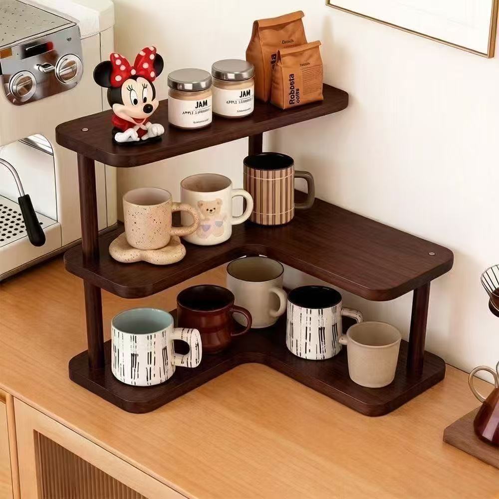 Desktop corner rack, dining table cup holder, countertop coffee cup multi-layer teacup tea set, water cup storage rack