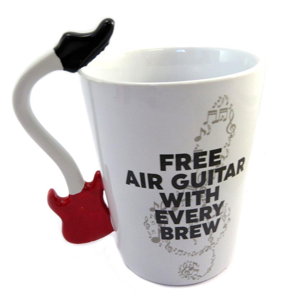 Les Trésors De Lily [P4178] - Ceramic Mug 'Musicology' White Red Gold (Guitar) - 13. 5x12. 5cm