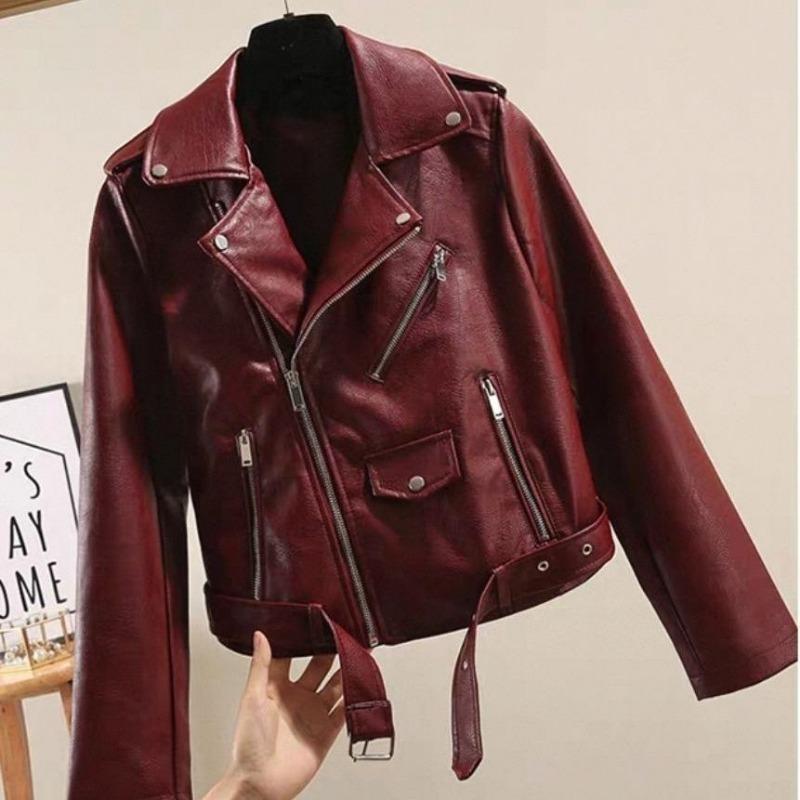 New Motorcycle Leather Jacket Spring and Autumn Regular Korean Style Fashionable Women's Slim Women's Leather