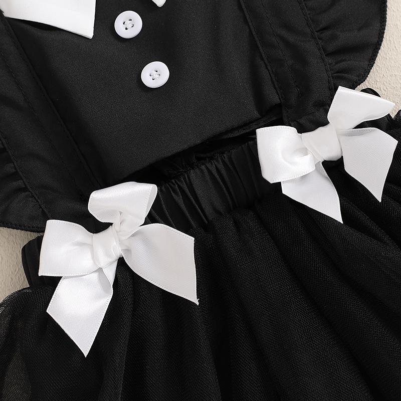 Newborn Infant Baby Girl Halloween Romper Dress Flutter Sleeves Square Neck Tulle Patchwork Jumpsuit Costumes