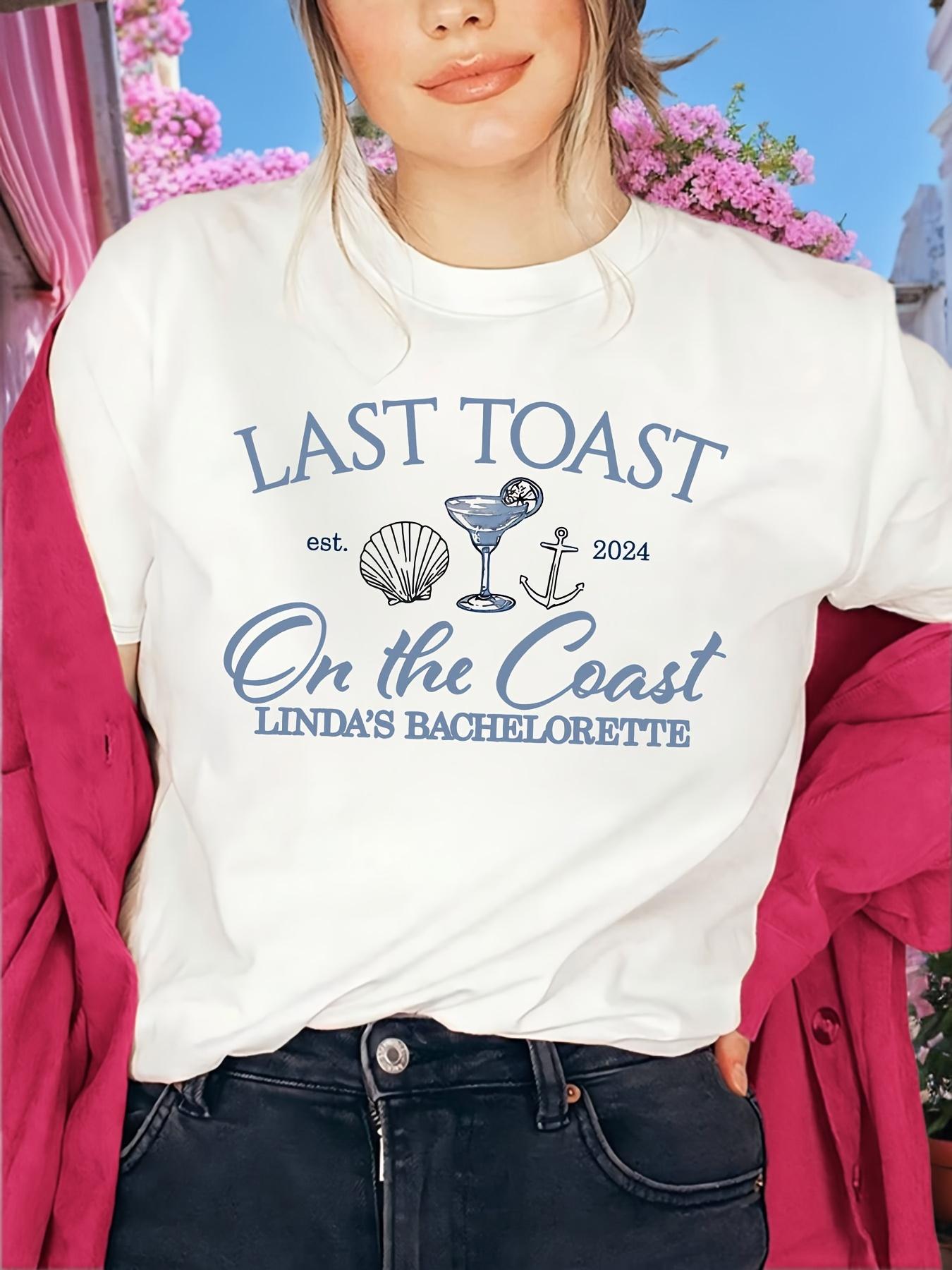 

WomenS Casual Crew Neck TShirt with Last Toast Cocktail Graphic Print Short Sleeve Summer Top for Beach or Casual Attire S