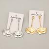 Minimalism Zinc Alloy Ginkgo Leaf Pendant Earrings for Women Vintage Charming Long Earrings High-end Party Zircon Ornament