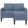 2 Seater L Shaped Sofa with Chaise Longue Blue 125 cm Linen