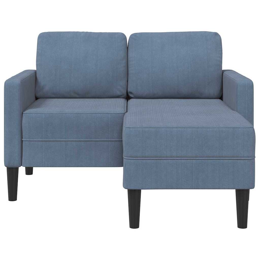 2 Seater L Shaped Sofa with Chaise Longue Blue 125 cm Linen