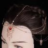 Vintage Hollow Geometry Flower Head Chain Hairbands Bride Hair Accessories Women Layered Tassel Headband Party Ornaments