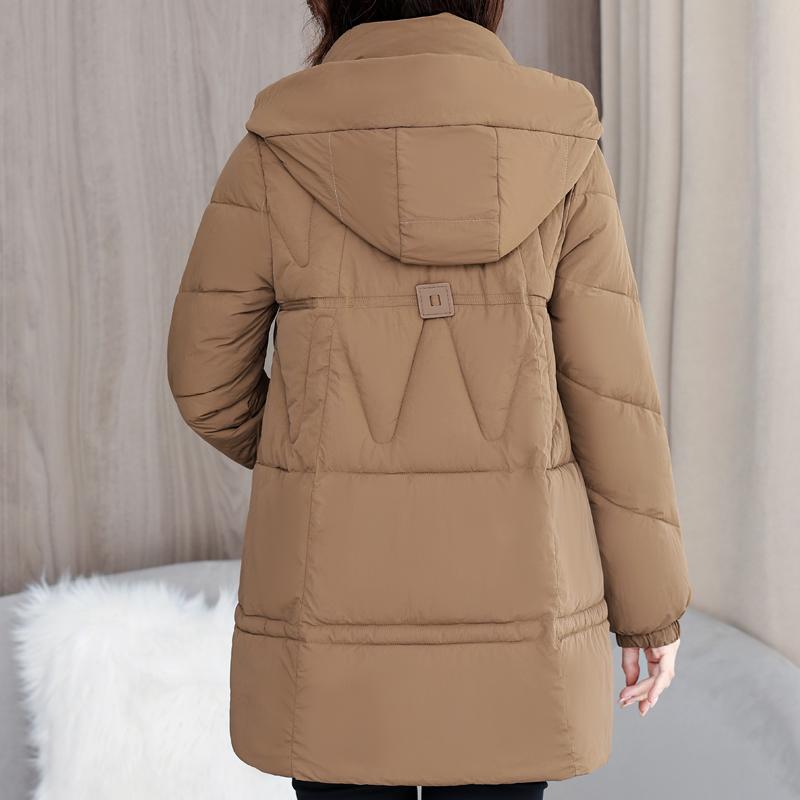 Mulher Longo Parkas Inverno Outerwears Elegante Senhora Jaqueta Com Capuz Casual Solto Grosso Quente Casacos