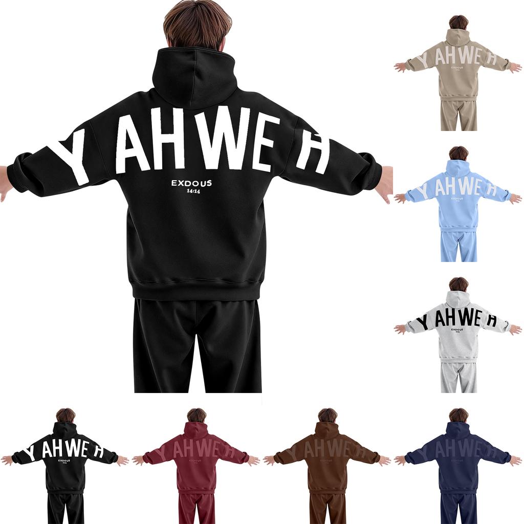 Hooded Sports Tracksuit Unisex Running Outfits Long Sleeve Pullover Hoodies Sweatshirt