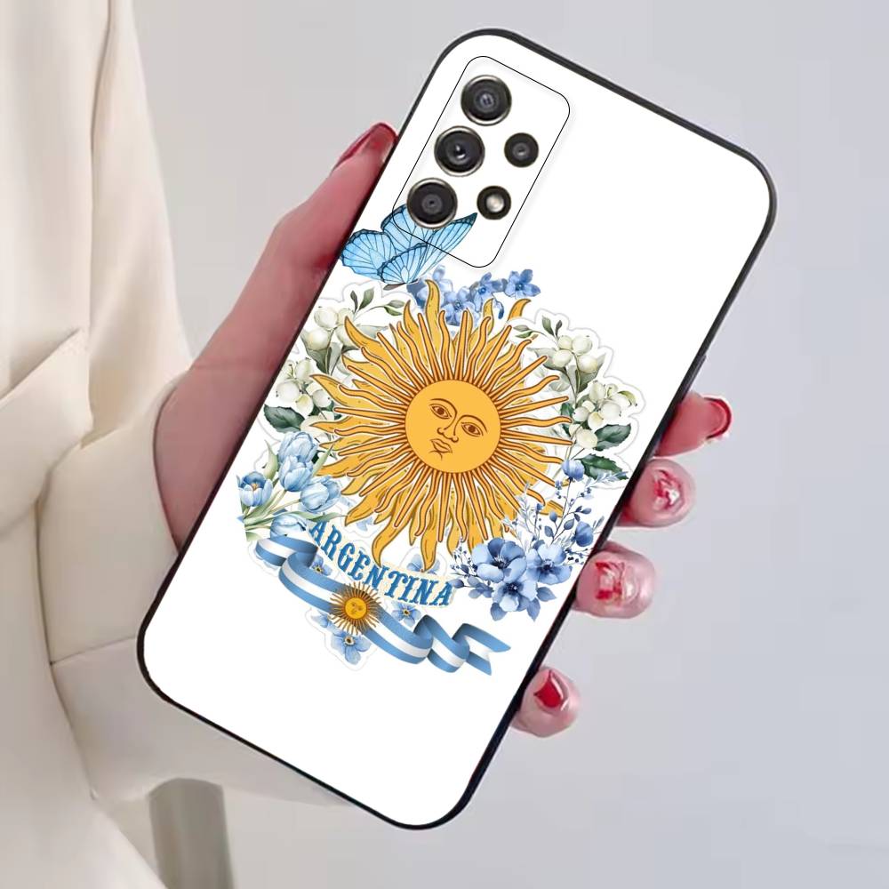 A-Argentina Football Fan Support Flag Phone Case For Samsung S25,S24,S21,S22,S23,S30,Ultra,S20,Plus,Fe,Soft Silicone Black Cover