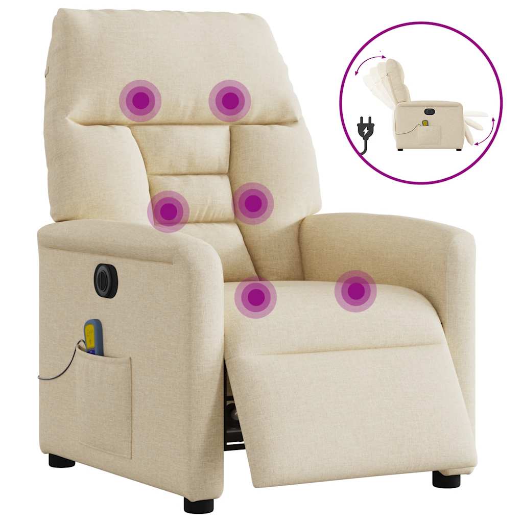 Electric Massage Chair Cream Fabric