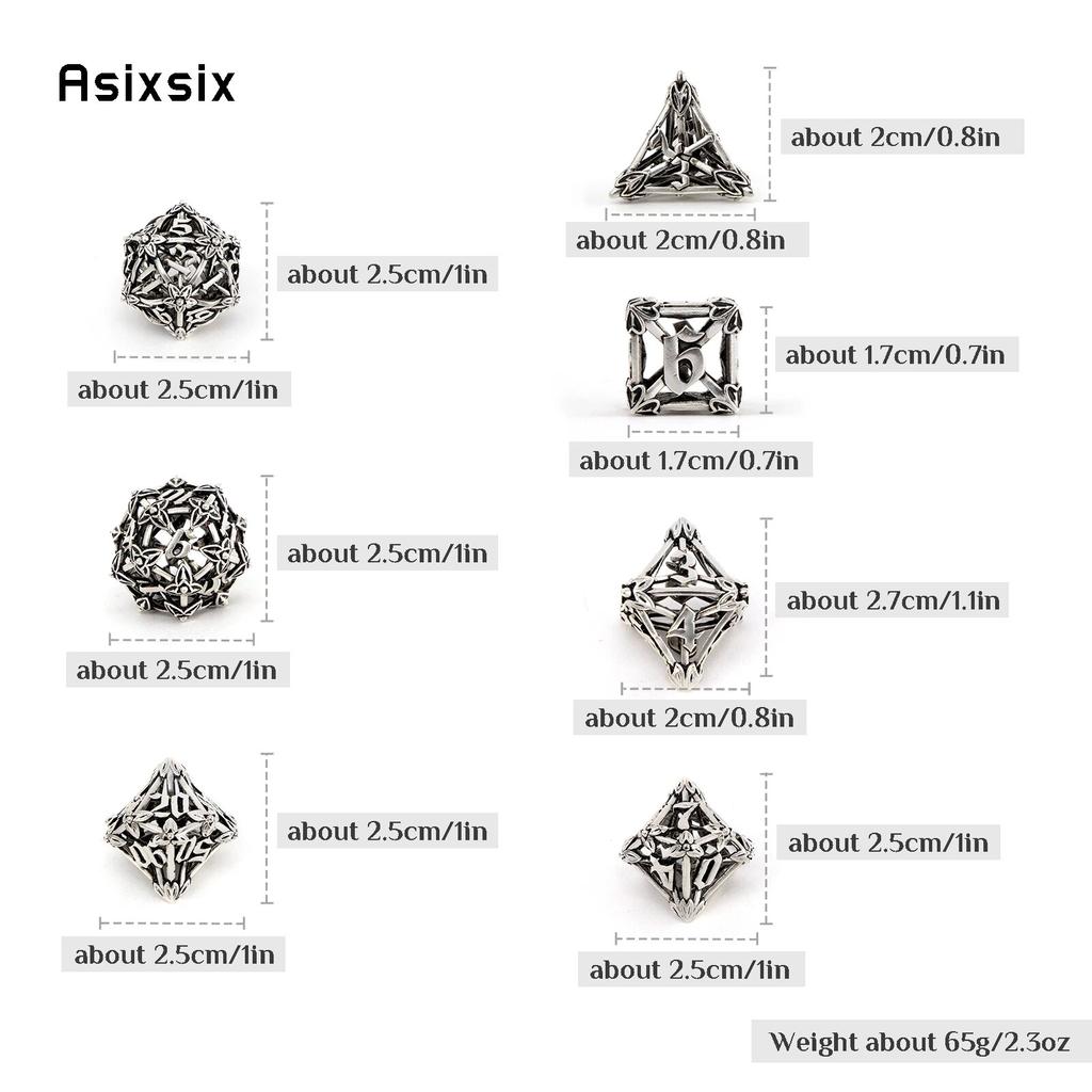 7 Pcs White Leaf Flower Metal Dice Hollow Metal Polyhedral Dice Set Suitable for Role-Playing RPG Board Game Card Game