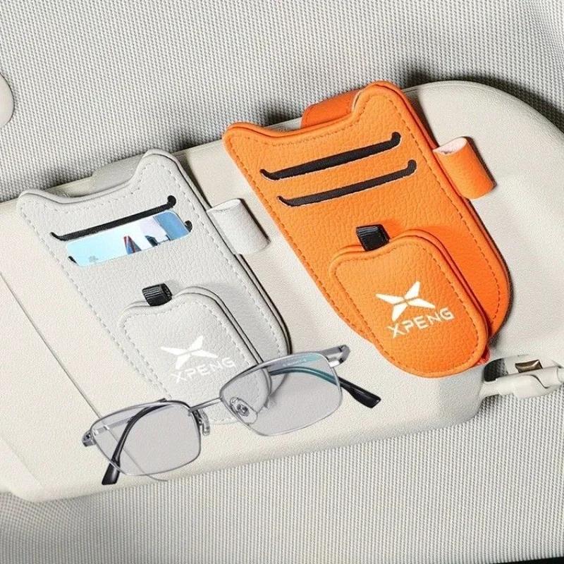 Multifunctional Car Glasses Clip Holder for Xpeng Xiaopeng P7 X9 G6 P5 G3 G9 - Sunshade Sunglasses Ticket Accessory