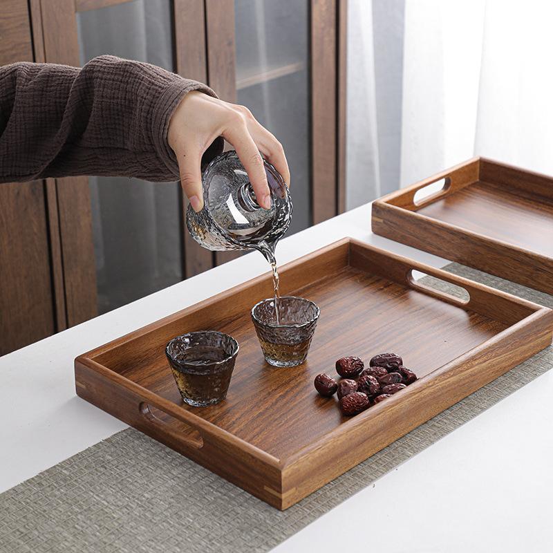 Wooden Trays Natural Tea Tray Food Plate Platter Decorative Trays Fruit Snack Coffee Breakfast Storage Plate Kitchen Accessories