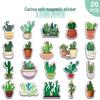20pcs Cactus Desert Plant Decorative Soft Magnetic Stickers for Fridge and Computer