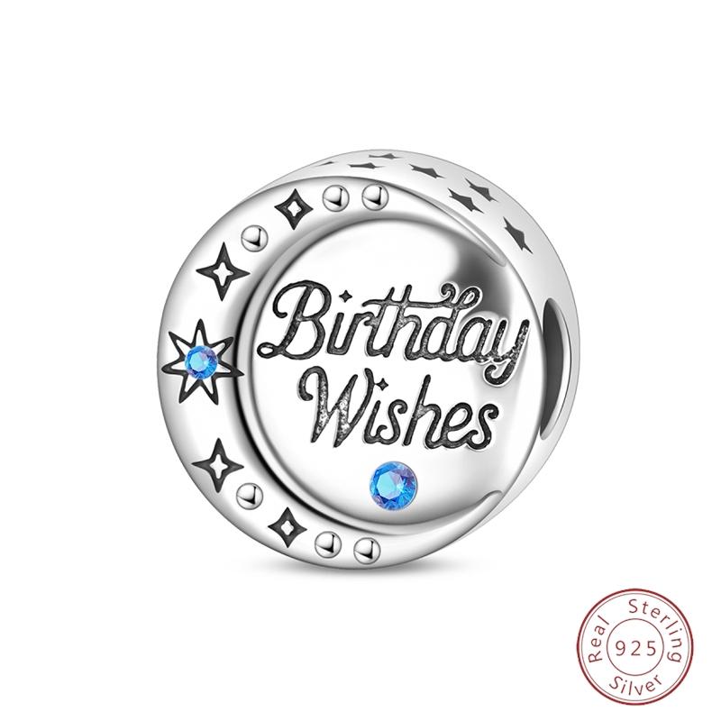 S925 Silver Birthday Bear Lucky Cat Elephant Family Firefly Charms Beads Fit 3mm Bracelets DIY Fine Jewelry
