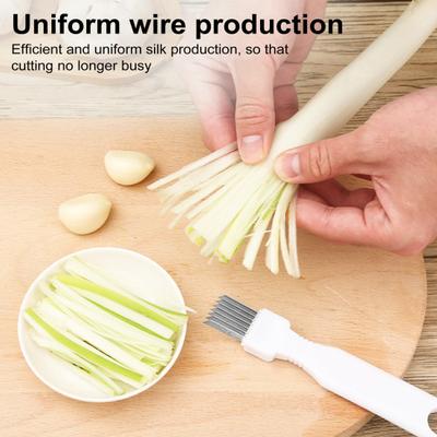 1/2/3Pcs Onion Slicer Cutter with Protective Guard Stainless Steel Scallion Shredder Non-Slip Handle 7 Blades Kitchen Tools for Quick Slicing