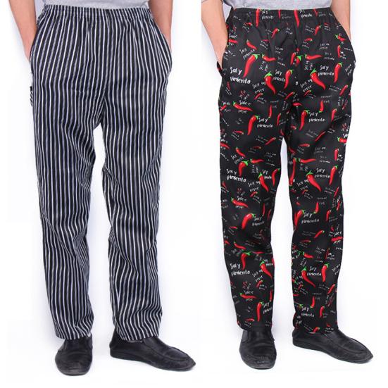 Pantalon Long de Travail pour Homme à Rayures Plaid Imprimé Chili Hôtel Restaurant Cuisine Chef