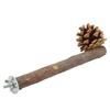 Natural Perch Bird Stand Pole Chewable Applewood Bird Perch Cage Accessories with Pine Cone for