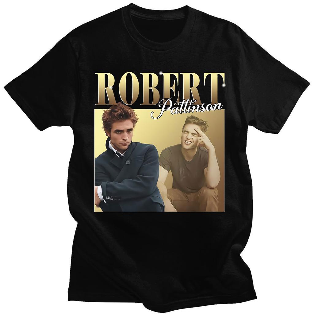 Robert Pattinson 90s Vintage Unisex Zwart T-shirt Unisex T-shirt Oversized Grafische T-shirts 100% Katoen T-shirt Unisex Dames T-shirts Tops