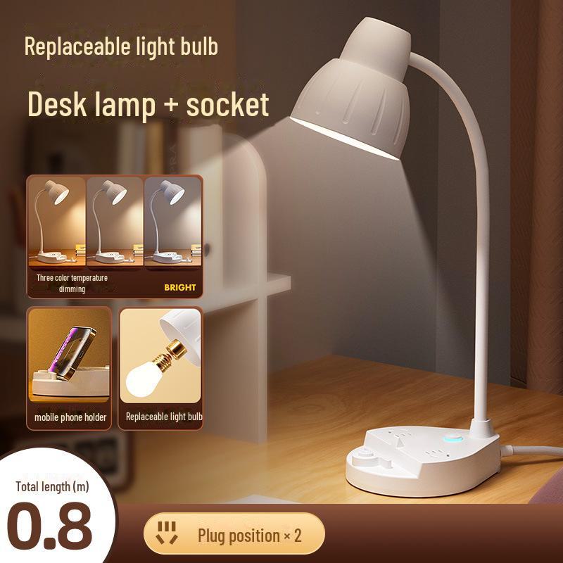 

USB-настольная лампа с умной розеткой — безопасный для глаз, энергосберегающий свет для студентов и спален 1.8m Cord