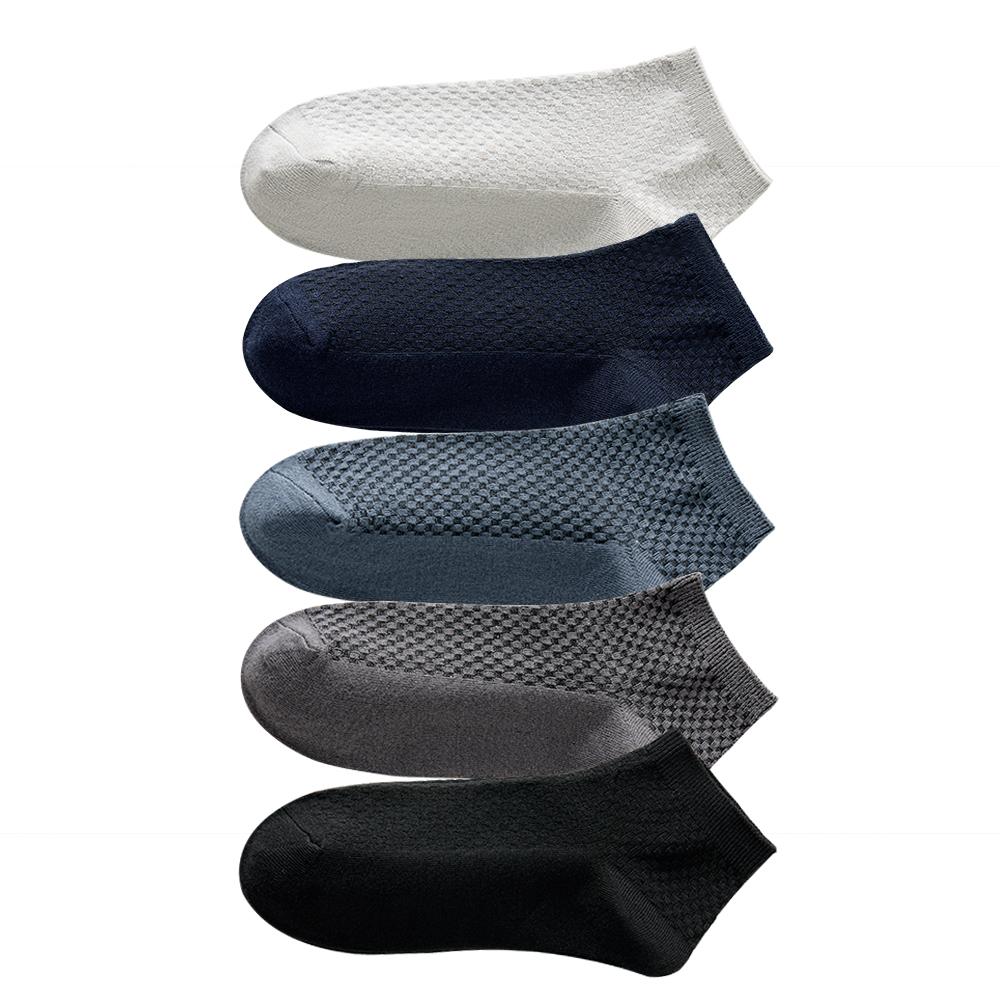 5 Pairs High Quality men's bamboo short socks sweat deodorant men's business casual all match black ankle socks gift 39-44