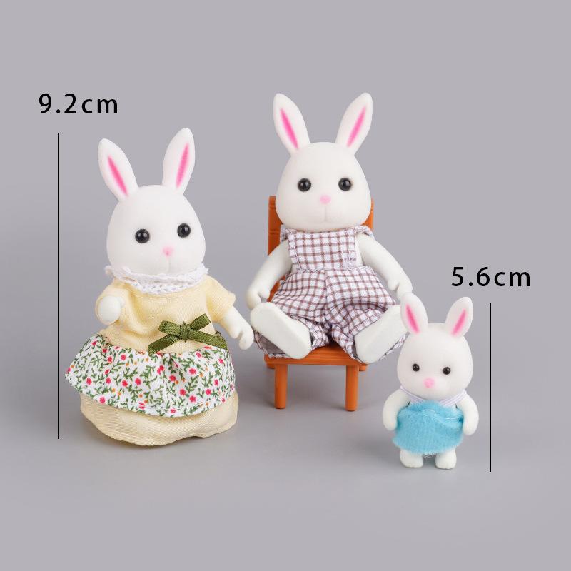 Cute Cartoon Simulation Animal Family Mini Rabbit Elephant Playing House Girl Toy Model Flocking Doll