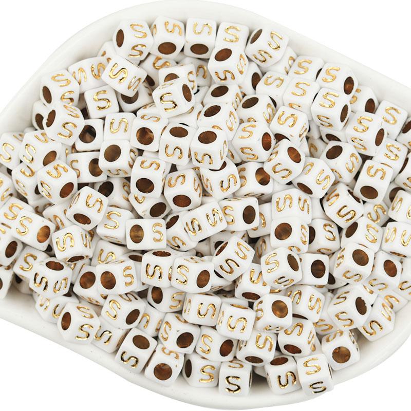100Pcs/lot A-Z Letter Beads For Jewelry Making Gold Color Square Alphabet Spacer Bead Charms Diy Bracelet Pendants Supplies
