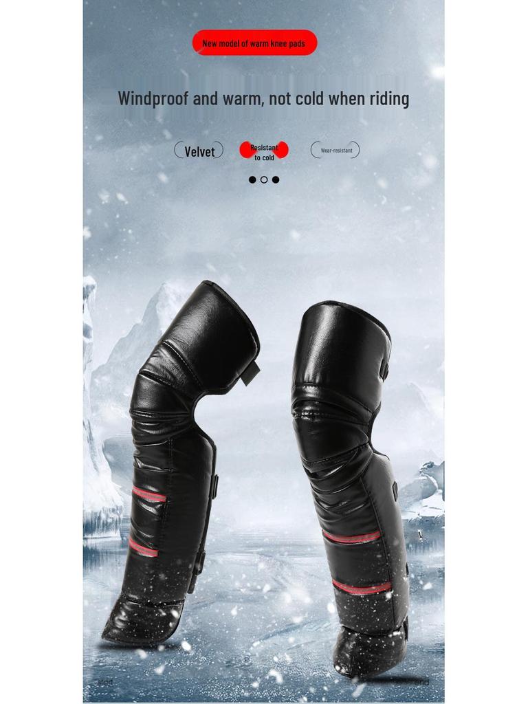 Windproof & Coldproof Electric Motorcycle Knee Pads - Warm, Rainproof, Adjustable, Unisex PU Leg Warmers for Winter Riding