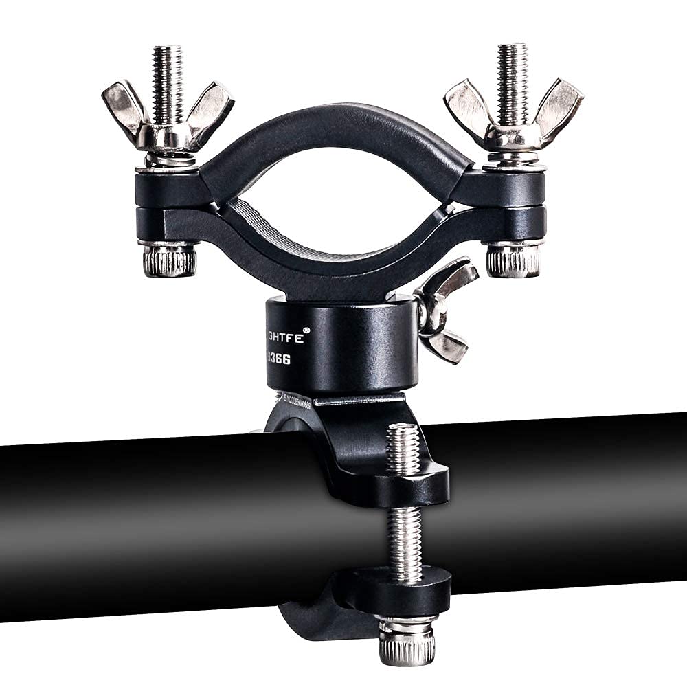 LIGHTFE Bicycle Light Holder Aluminum Alloy Bike Light Adjustable Open Specialized for Large Bicycle Rotating Clip Holder and Wing Nut for Easy Fixing