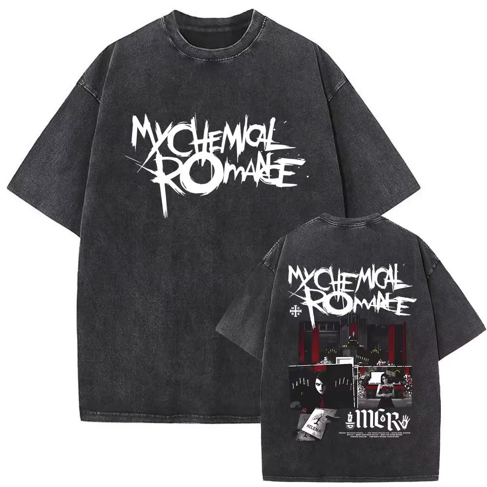 Tričko My Chemical Romance s vintage vzhledem Three Cheers Sweet Revenge Y2k s kulatým výstřihem