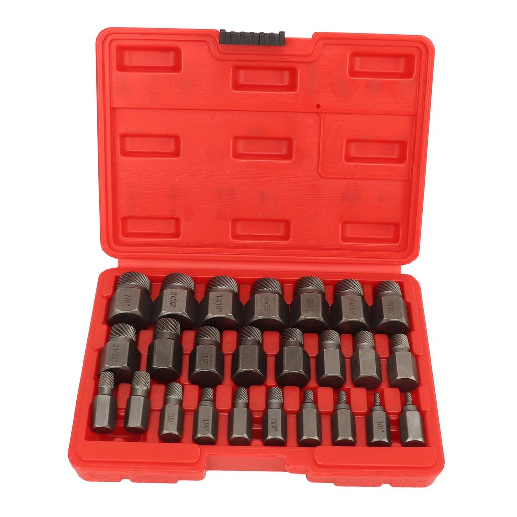 25PCS Screw Extractor Set Efficient Steel Easy Out Multi Spline Bolt Extractor Set for Power and Hand Tools