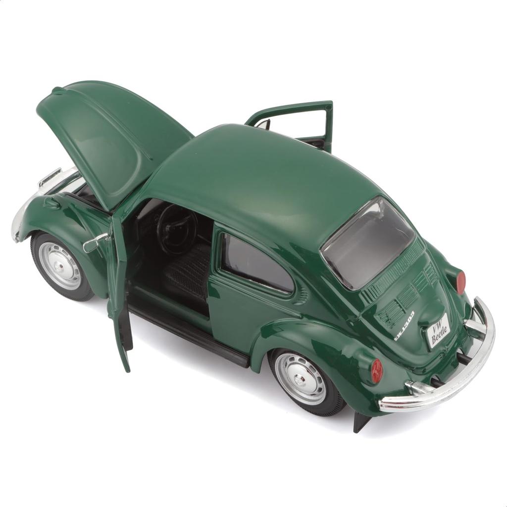 Maisto 1/24 scale diecast Volkswagen Beetle 1973 Green, Finished Model, 31926 GN