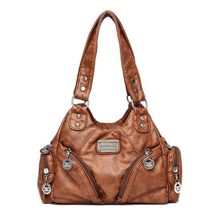 European & American Style 2025 Retro Soft Leather Motorcycle Crossbody Shoulder Bag for Women