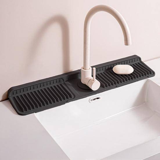 Kitchen Sink Sink with Slope Self-Draining Splash Guard Faucet Mat Silicone Fast Drying Faucet Mat