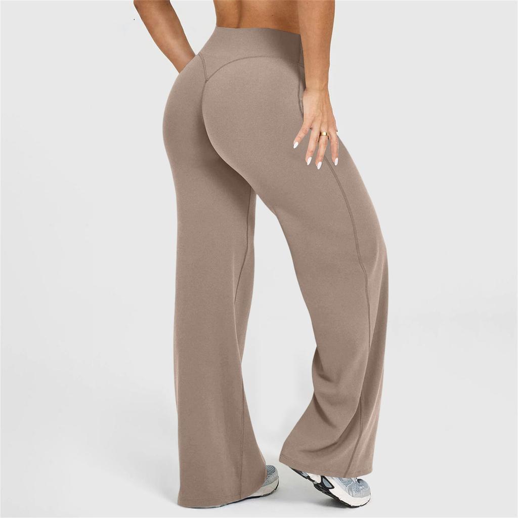 Women's High-Waist Flare Loose-Fit Straight Yoga Pants For Outdoor Sports