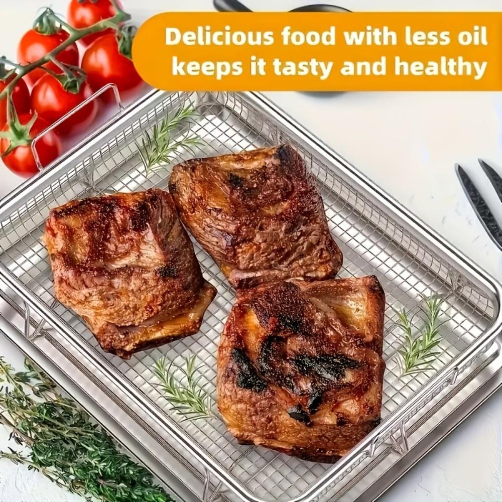 Stainless Steel Air Fryer Basket for Oven Even Heating Mesh Baking Tray Dishwasher Safe