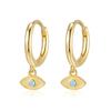 S925 Sterling Silver Demon Eye Zircon Ear Cuff & Geometric Hoop Earrings