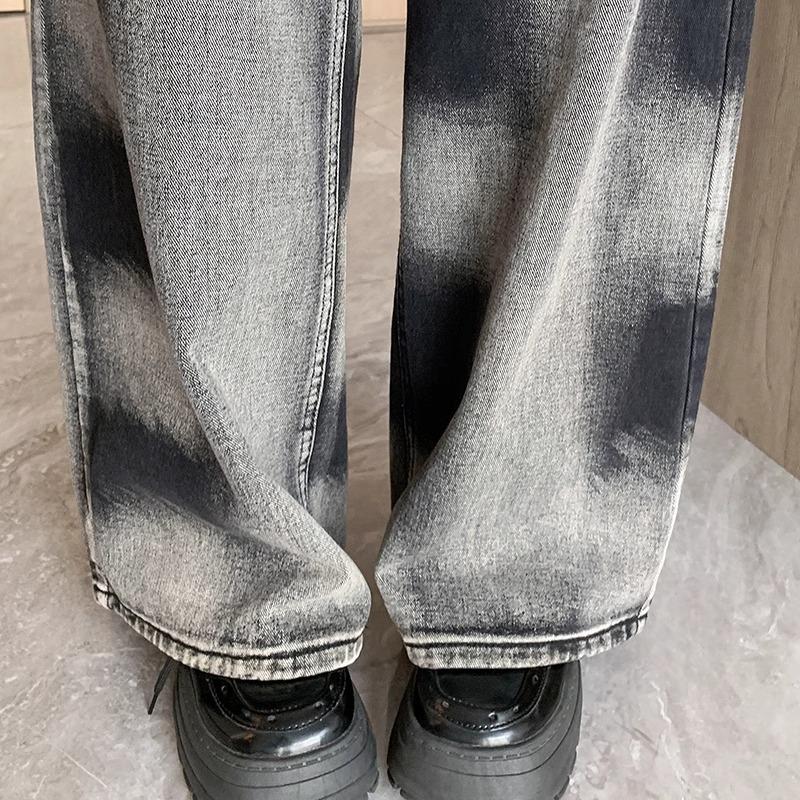 Women's American Retro Gradient Tie-Dye High Waist Wide-Leg Jeans - Early Autumn Design