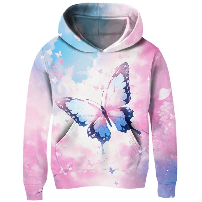 3D Print Butterfly Pattern Mens Pullover Hoodies Long Sleeve Oversized Butterfly Hoodie For Men Women Casual Sport Tracksuit
