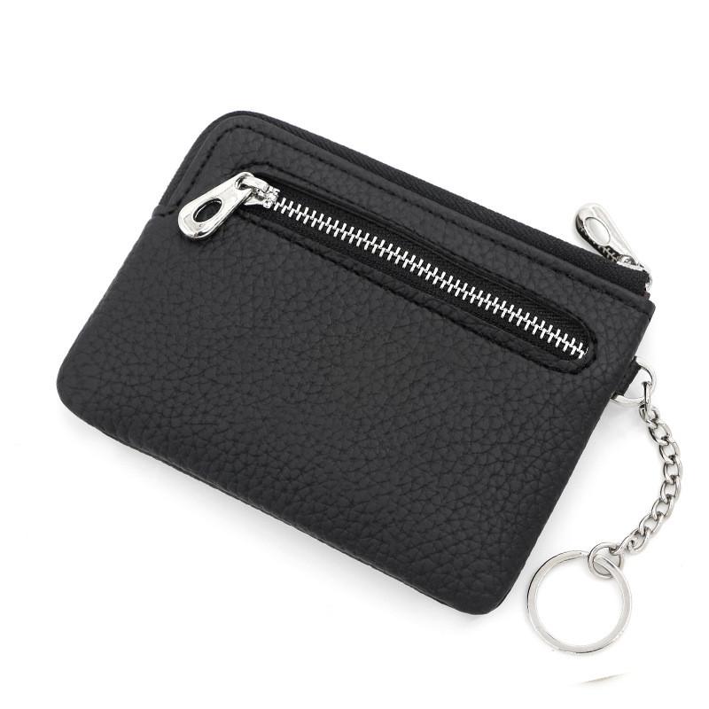 Minimalist Pu Leather Card Holder With Zipper Pouch For Daily Use