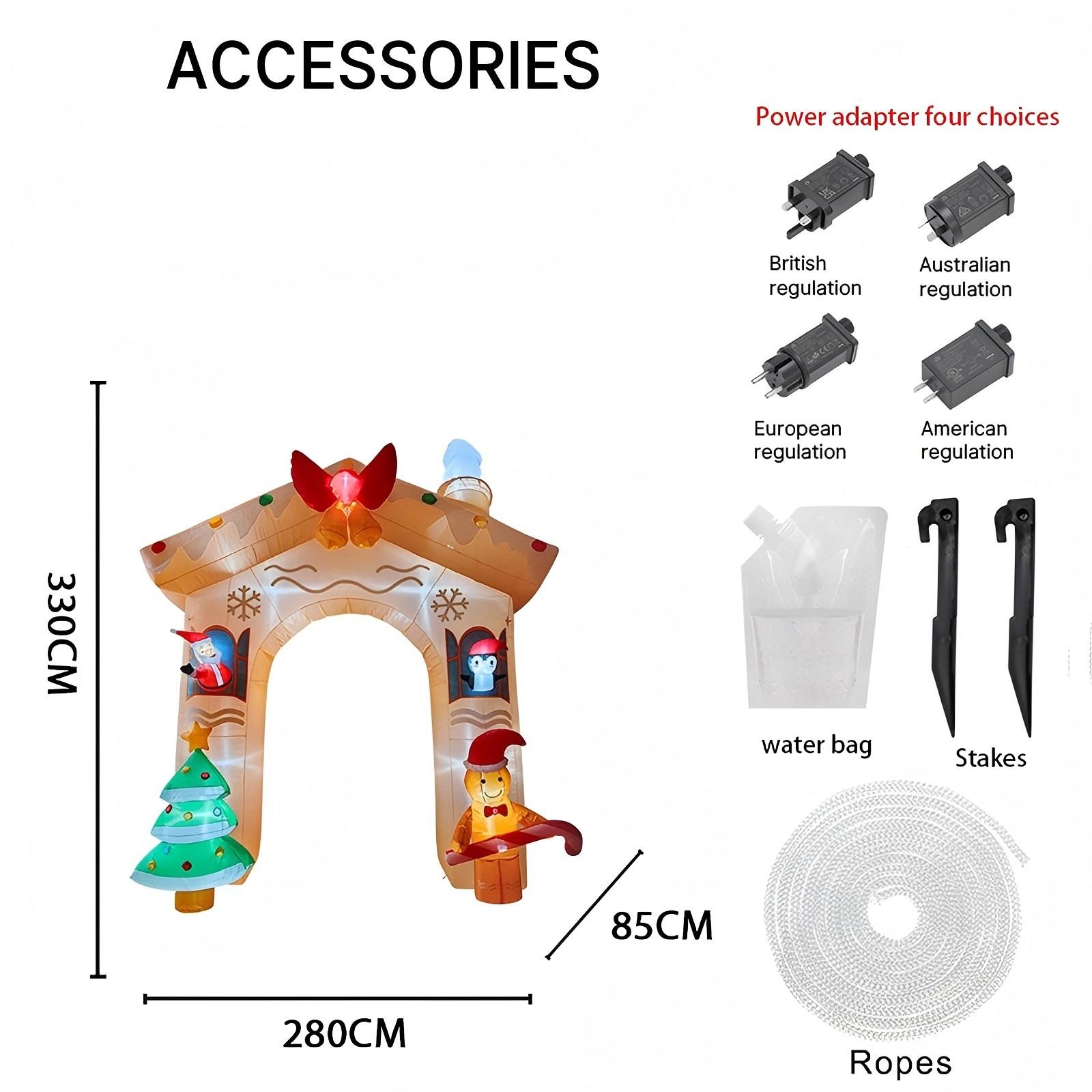 

10.83FT Yard Party Decoration Inflatable Christmas Arch House Santa Friends Toy LED Lit Festive Gift Supplies Xmas Home Ornament EU