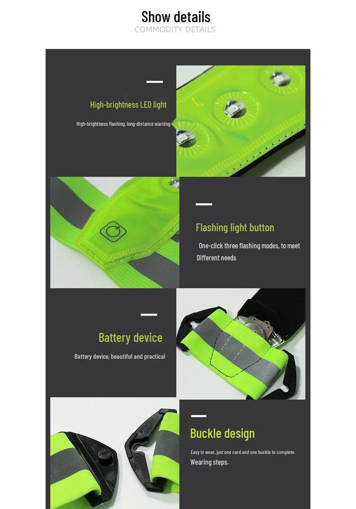 V-shaped 4cm LED Glowing Reflective Elastic Band Sports Vest