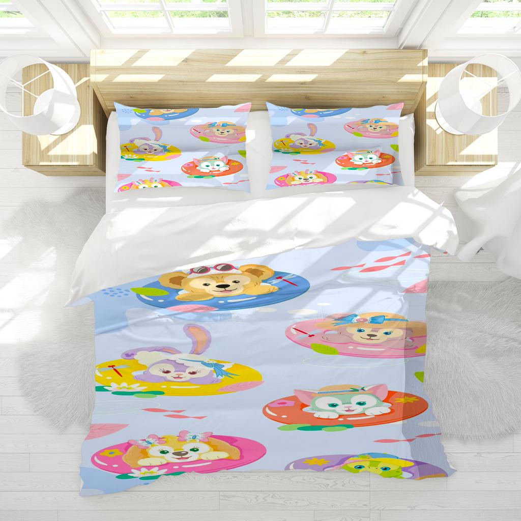 Disney Duffy's Friends Anime 100% Polyester Bedding Set Duvet Cover Set Printed Cartoon Home Decor