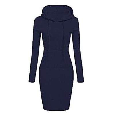 Midi-jurk Taille Strak Koudebestendig Ademend Stijlvol Vrouwen Herfst Winter Gestreepte Print Slanke Capuchonjurk Streetwear