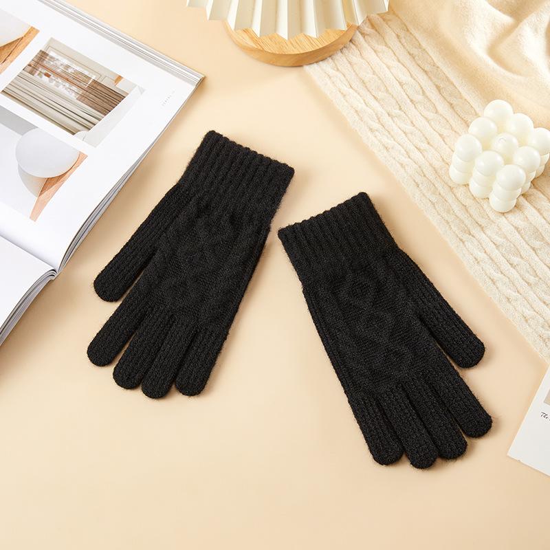 Gloves for Women Autumn and Winter Knitted Gloves Cute Solid Color Cold Proof and Warmth Thickened Cycling Touch Screen Versatile Gloves