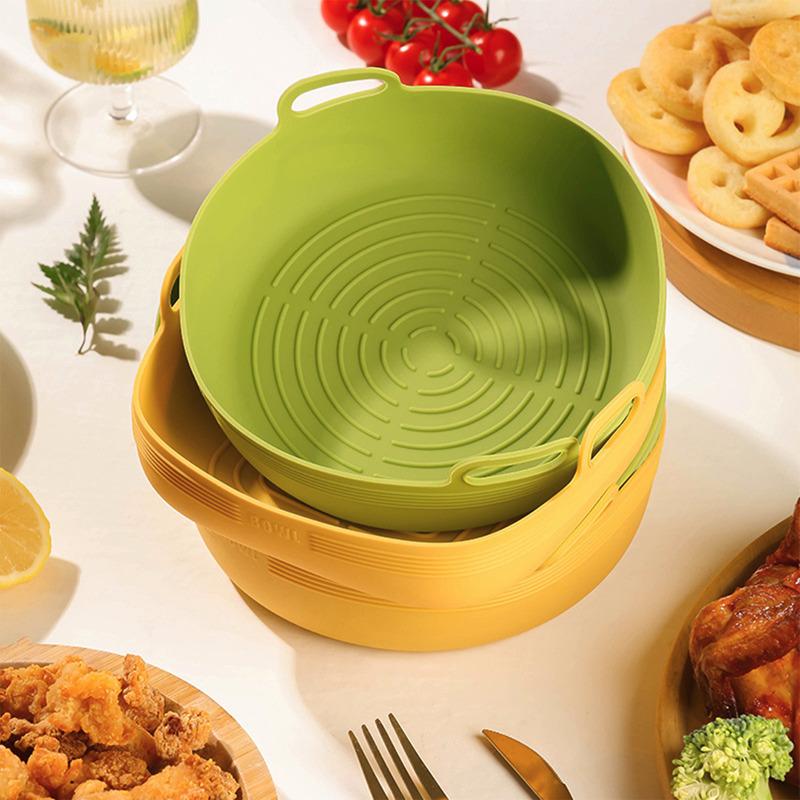 Reusable Air Fryers Oven Baking Tray Air Fryer Silicone Grill Pan Pizza Plate Basket Mat Airfryer Pot Replacemen Liner Accessory
