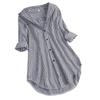 Women's Striped Shirt with Long Sleeves and Turn Down Collar with Buttons  Loose Top Shirt Blouse