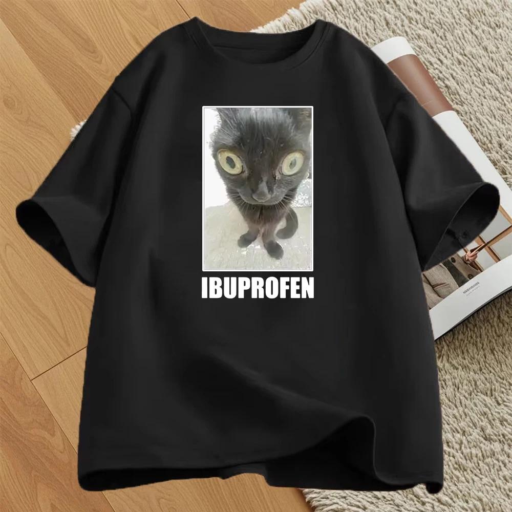 

Ibuprofen Cat Meme Print T-shirt Women Men Causal Funny Cat Graphic O Neck Short Sleeve Top Fashion Streetwear Tshirt Unisex 4XL